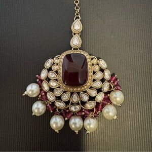 NWOT Diamond and Ruby Maang Tika Head Jewelry